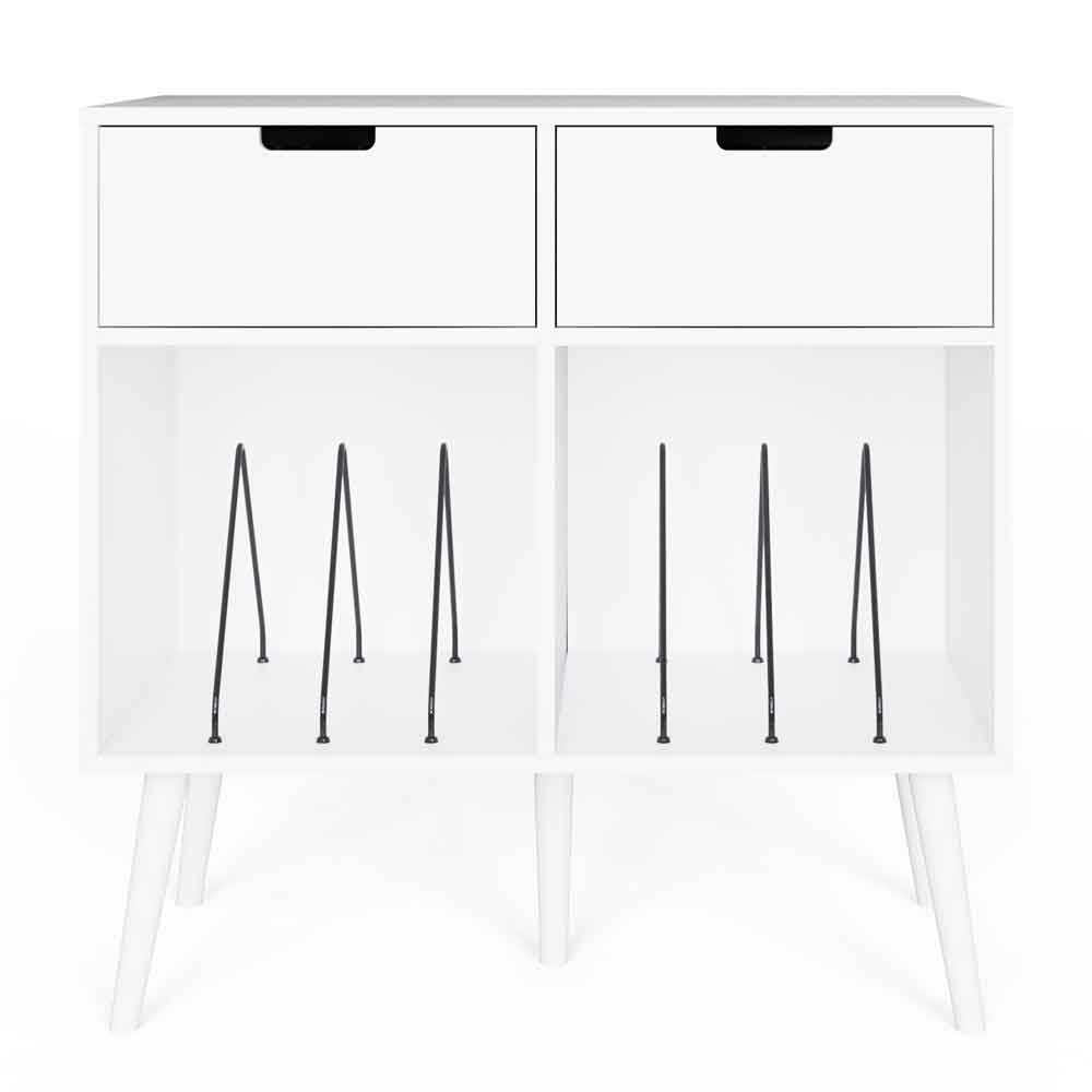 Jordan Wooden Office Filing Cabinet with 2 Drawers in White