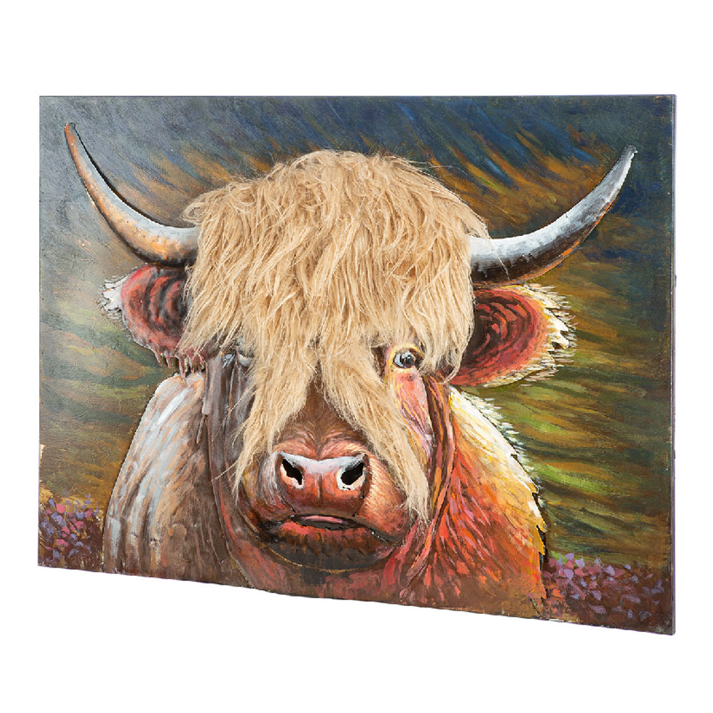 Jorlano Metal 3D Cow Wall Art in Multicolour