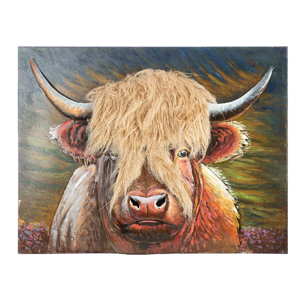 Jorlano Metal 3D Cow Wall Art in Multicolour