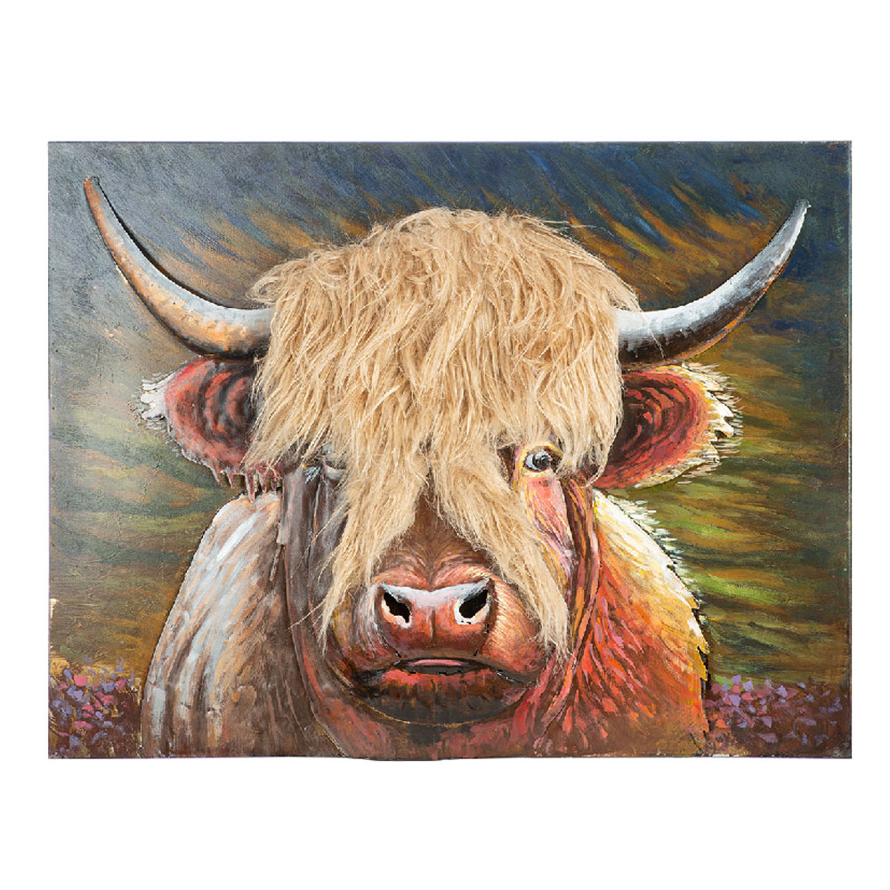 Jorlano Metal 3D Cow Wall Art in Multicolour