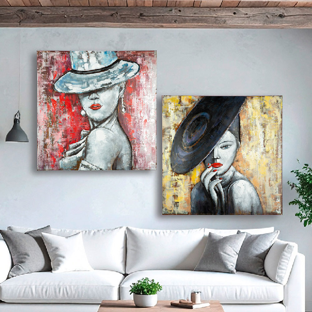 Jorlano Metal Set Of 2 Woman Wall Art in Multicolour