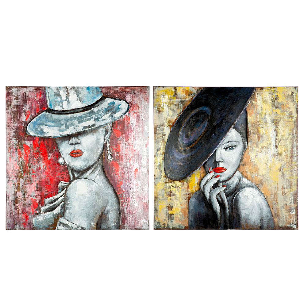 Jorlano Metal Set Of 2 Woman Wall Art in Multicolour