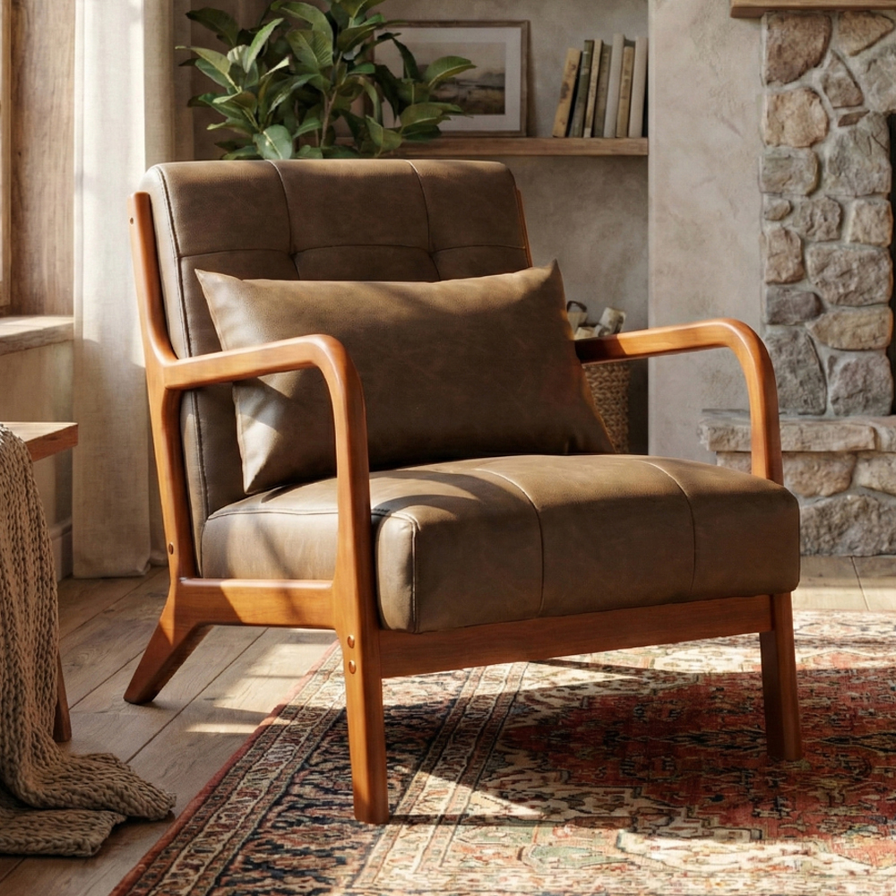Jorlix PU Leather 2+1+1 Seater Sofa in Brown