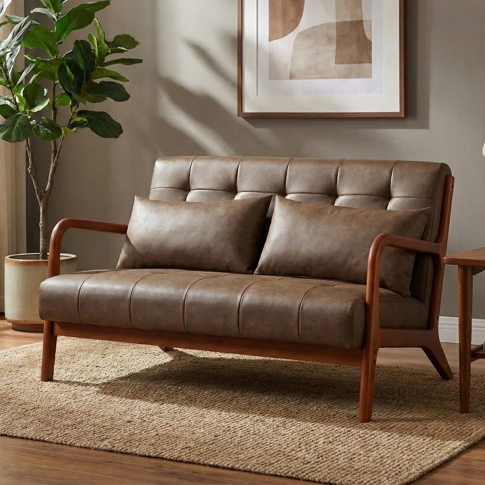 Jorlix PU Leather 2+1+1 Seater Sofa in Brown