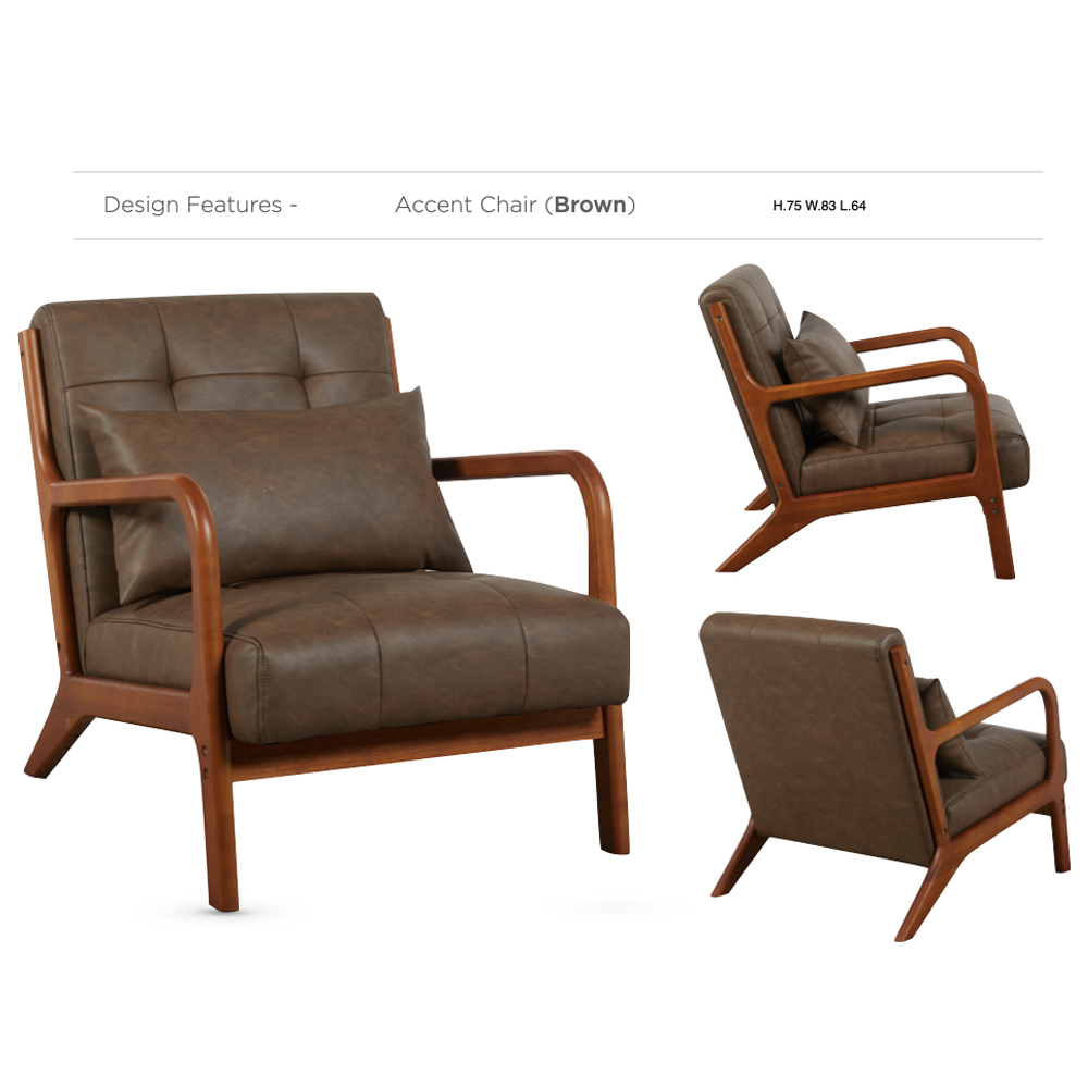 Jorlix PU Leather 2+1+1 Seater Sofa in Brown