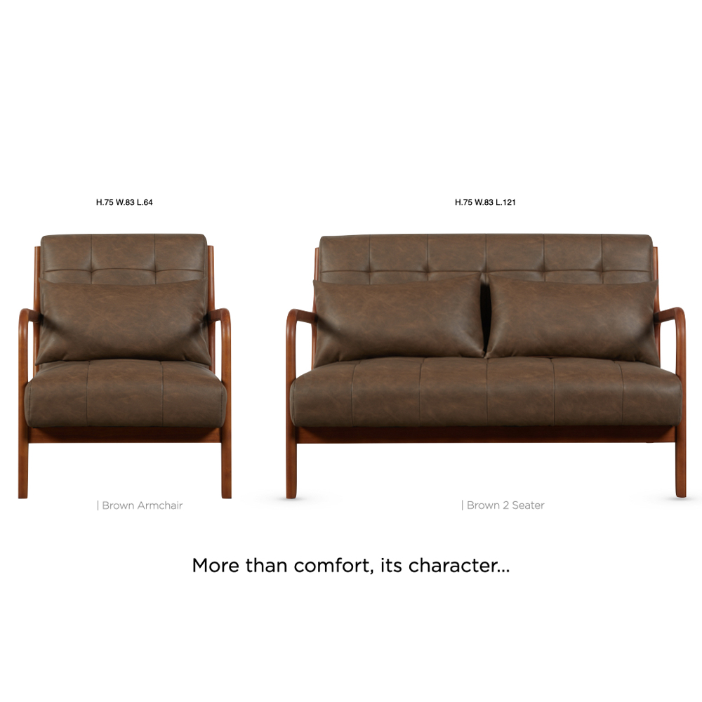 Jorlix PU Leather 2+1+1 Seater Sofa in Brown