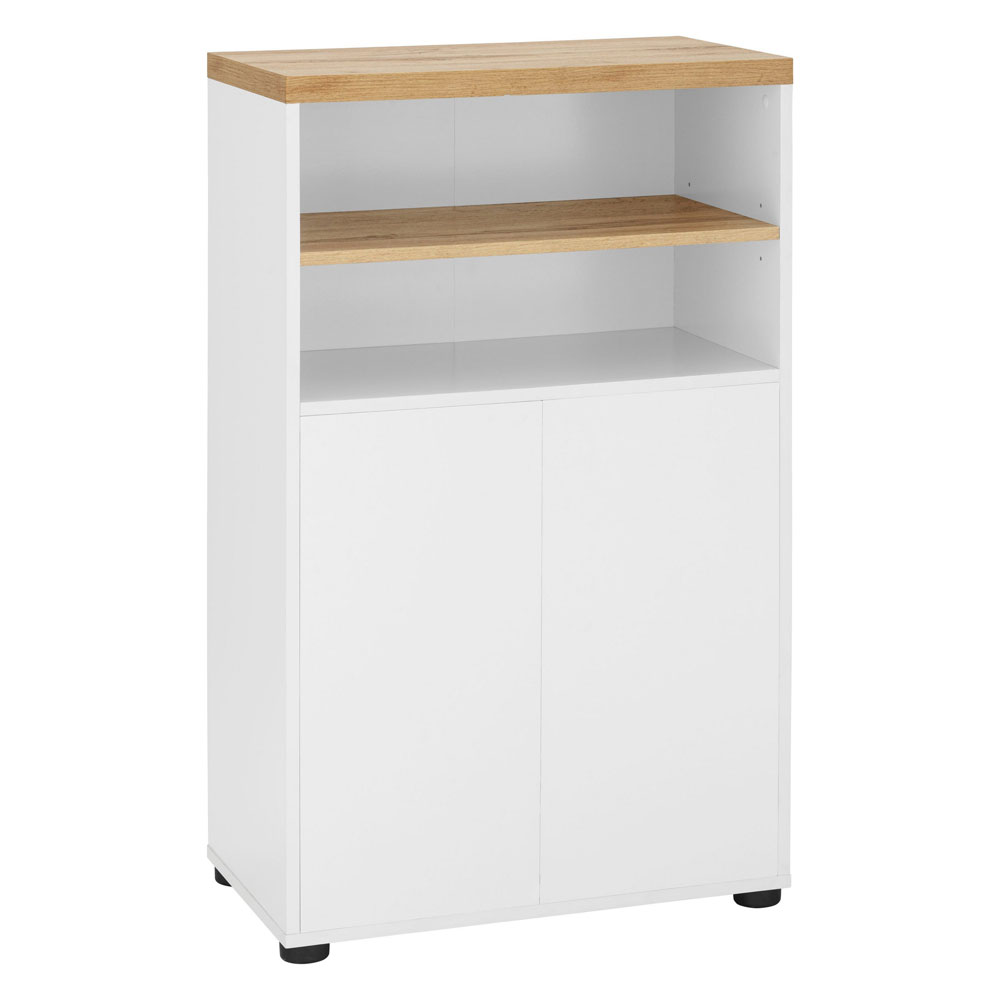 Jorven Wooden Bathroom Storage Cabinet in White and Oak