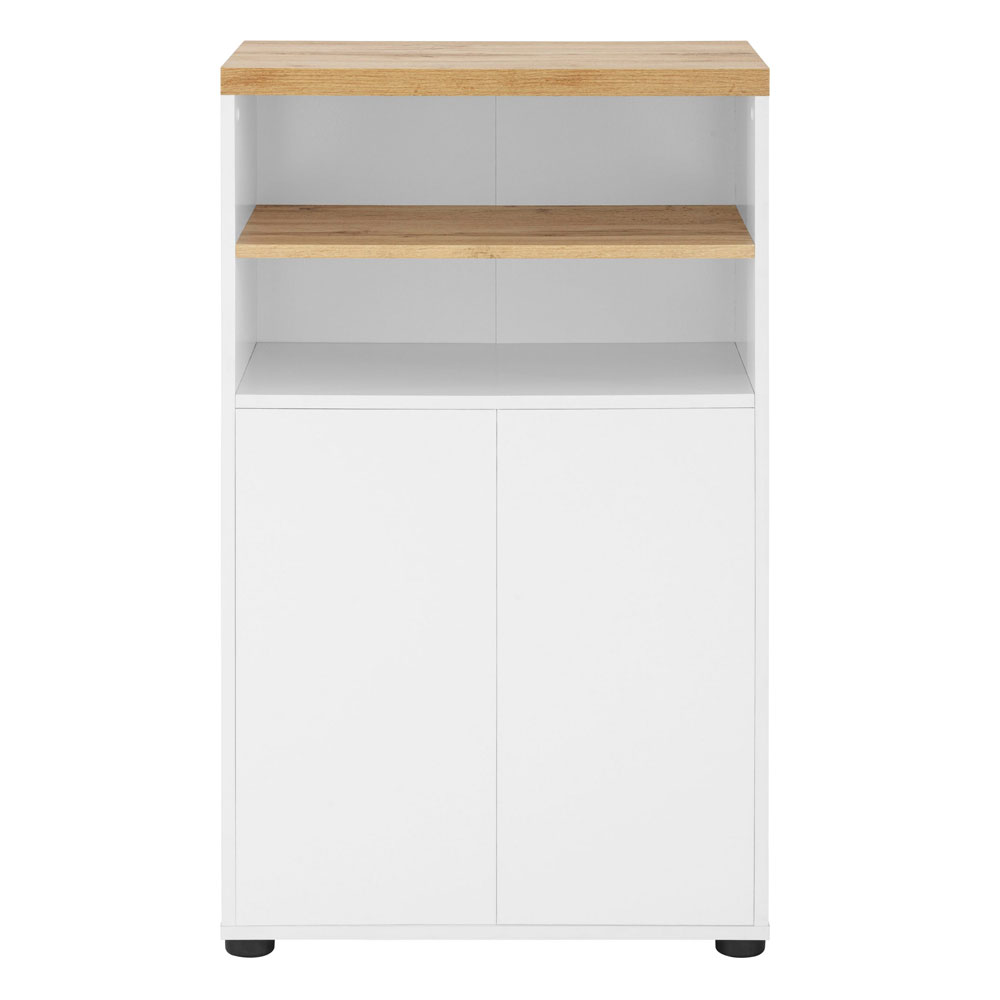 Jorven Wooden Bathroom Storage Cabinet in White and Oak