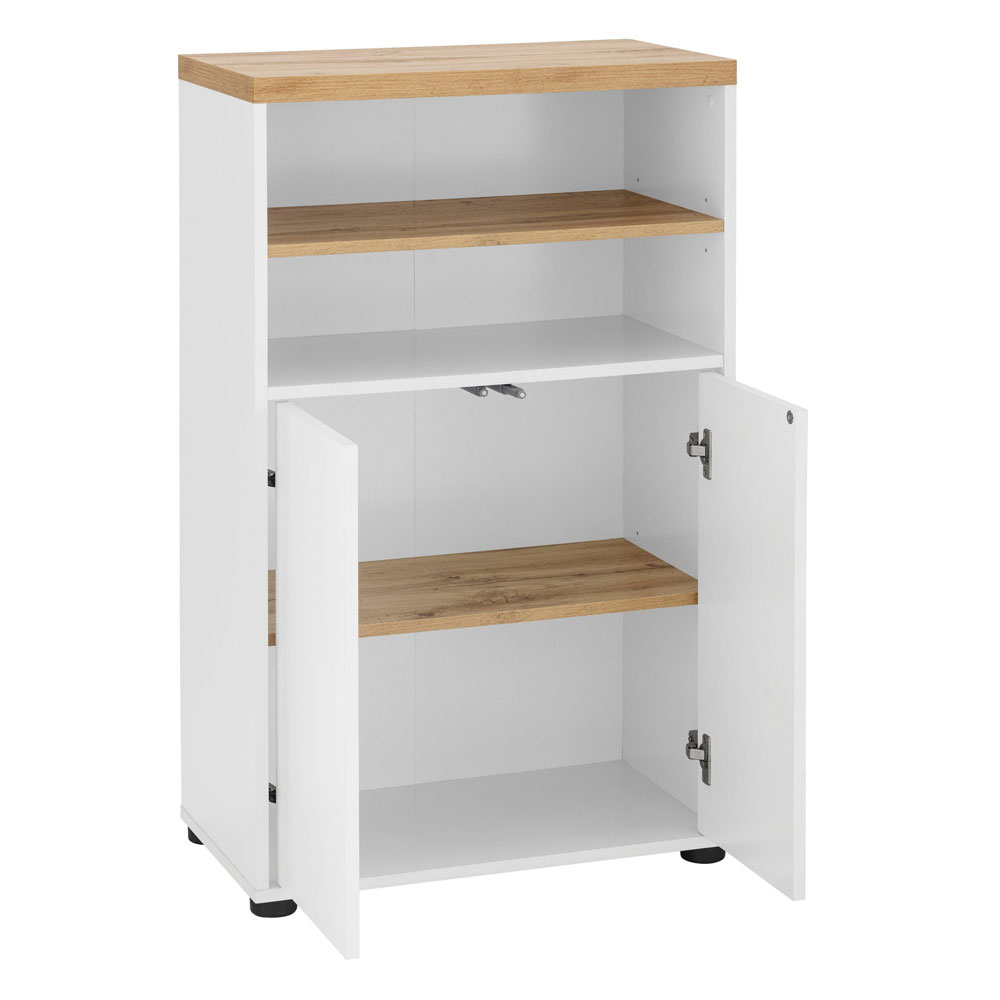 Jorven Wooden Bathroom Storage Cabinet in White and Oak