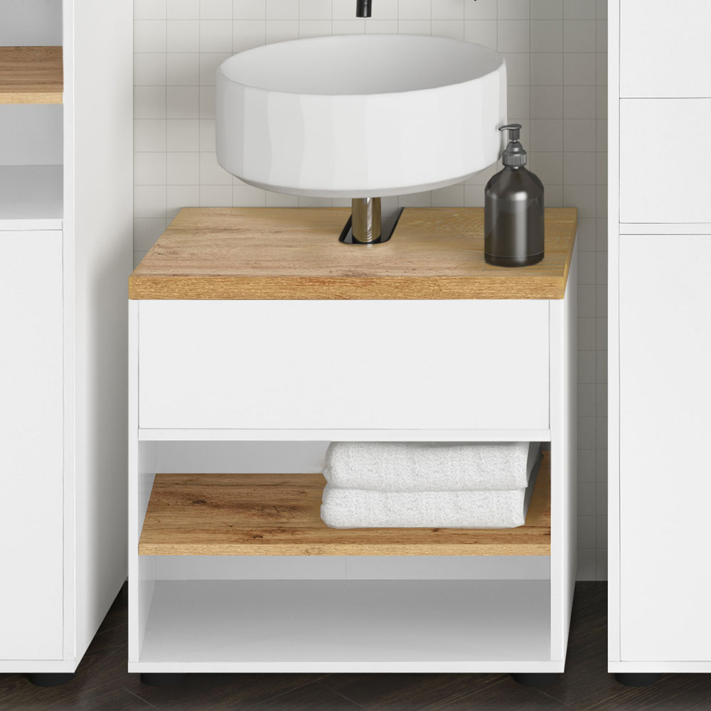 Jorven Wooden Vanity Unit in White and Oak