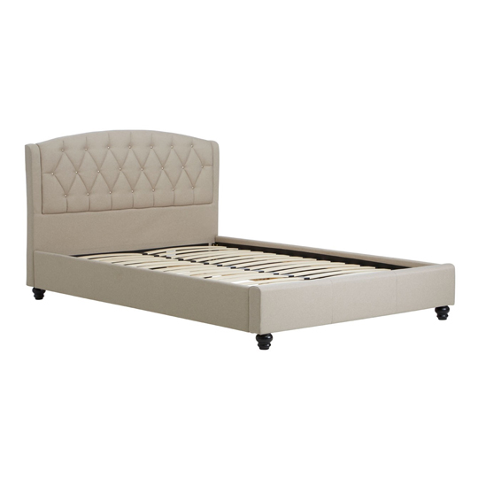 Josephine Fabric Double Bed In Mink Beige FiF