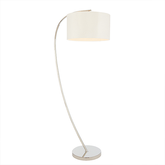 Josephine Vintage White Shade Floor Lamp In Bright Nickel