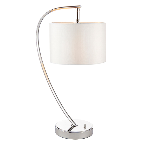 Josephine Vintage White Shade Table Lamp In Bright Nickel