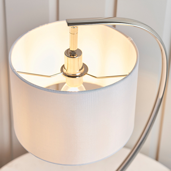 Josephine Vintage White Shade Table Lamp In Bright Nickel