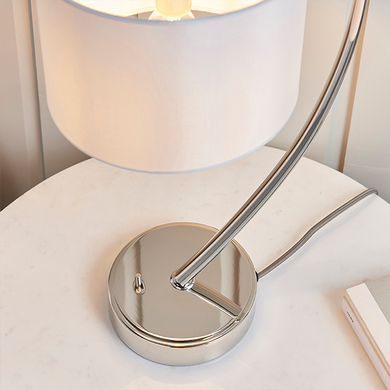 Josephine Vintage White Shade Table Lamp In Bright Nickel