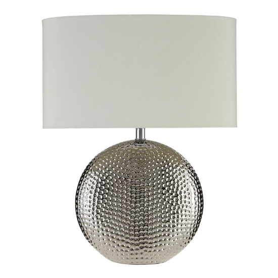 Joshmac White Fabric Shade Table Lamp With Chrome Base Furniture in