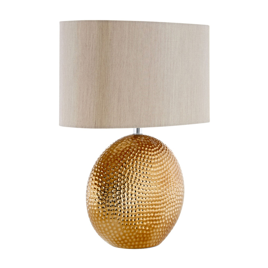 Joshmac White Fabric Shade Table Lamp With Gold Base_2