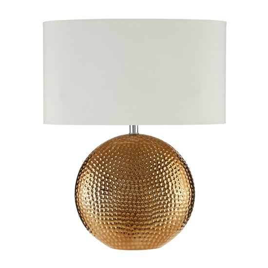 Joshmac White Fabric Shade Table Lamp With Gold Base