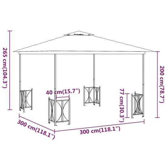 Josie 3m x 3m Gazebo With Sidewalls And Roofs In Anthracite