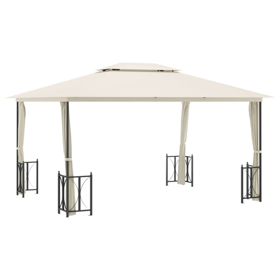 Josie 3m x 4m Gazebo With Sidewalls And Double Roofs In Cream