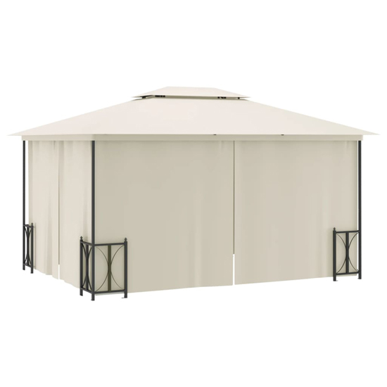 Josie 3m x 4m Gazebo With Sidewalls And Double Roofs In Cream