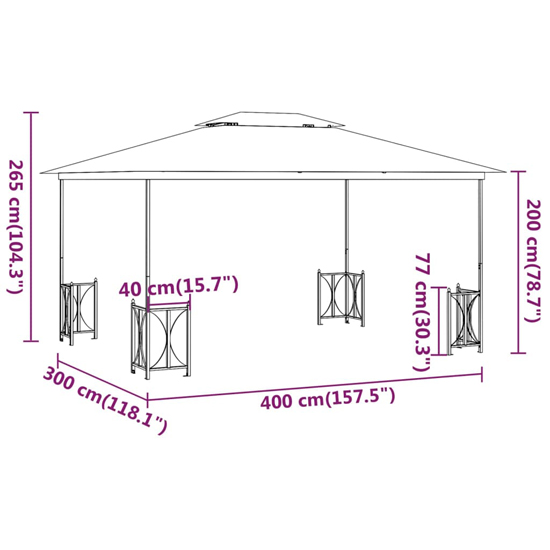 Josie 3m x 4m Gazebo With Sidewalls And Double Roofs In Cream