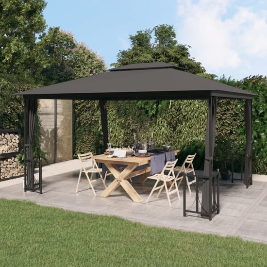 Product photograph of Josie 3m X 4m Gazebo With Sidewalls And Roofs In Anthracite from Furniture in Fashion
