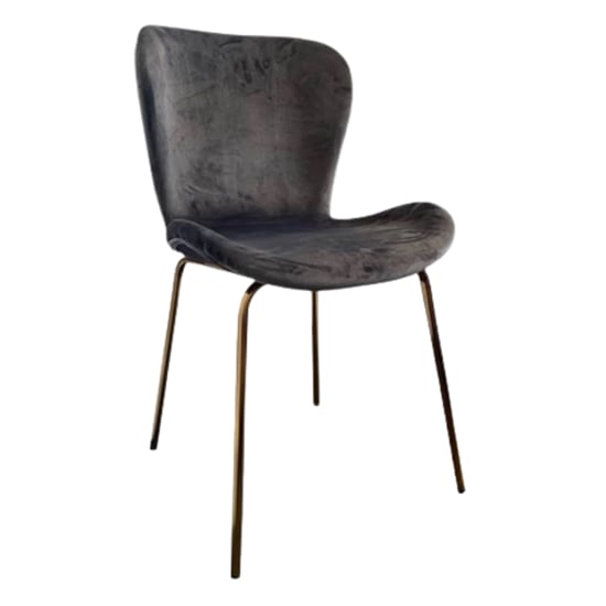 Product photograph of Josie Velvet Dining Chair In Dark Grey With Brass Legs from Furniture in Fashion