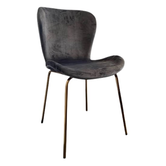 Photo of Josie velvet dining chair in dark grey with brass legs