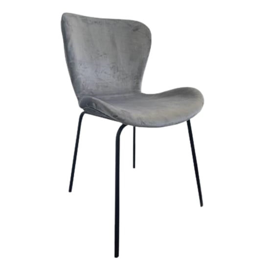 Product photograph of Josie Velvet Dining Chair In Light Grey With Black Legs from Furniture in Fashion