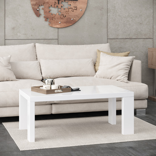 Joule Wooden Coffee Table In White High Gloss Furniture in Fashion