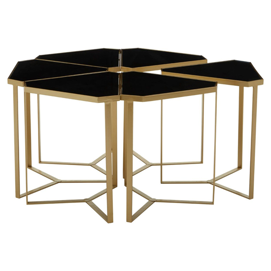 Read more about Judie black glass top set of 6 side tables with gold metal base