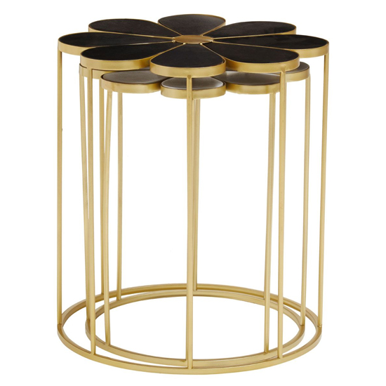 Judie Black And White Petal Set Of 2 Side Tables With Gold Base_3