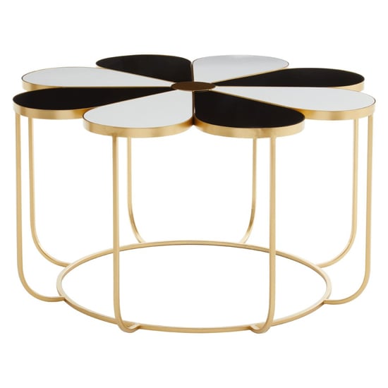 Read more about Judie black and white petal shape side table with gold frame