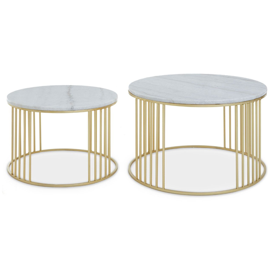 Read more about Judie marble top set of 2 side tables with gold metal base