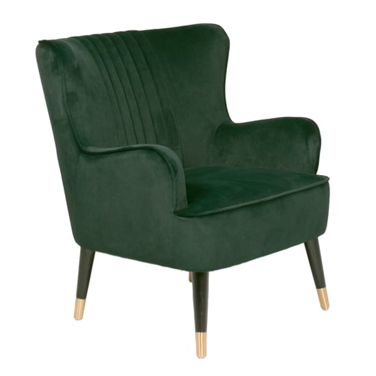 Product photograph of Juke Velvet Accent Chair With Black Wooden Legs In Green from Furniture in Fashion