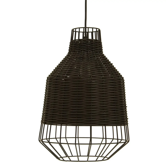 Julia Rattan Ceiling Pendant Light In Black