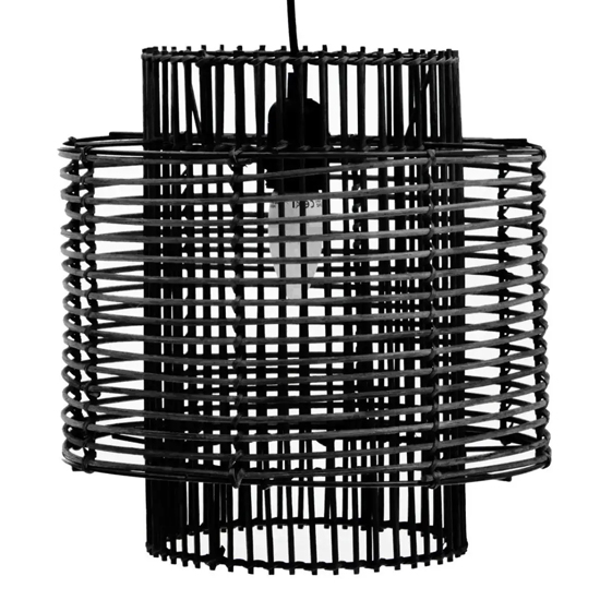 Julia Rattan Overlapping Ceiling Pendant Light In Black