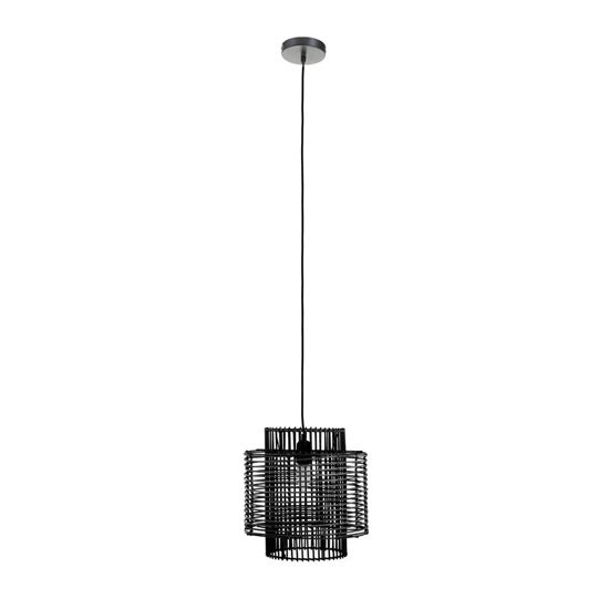 Photo of Julia rattan overlapping ceiling pendant light in black