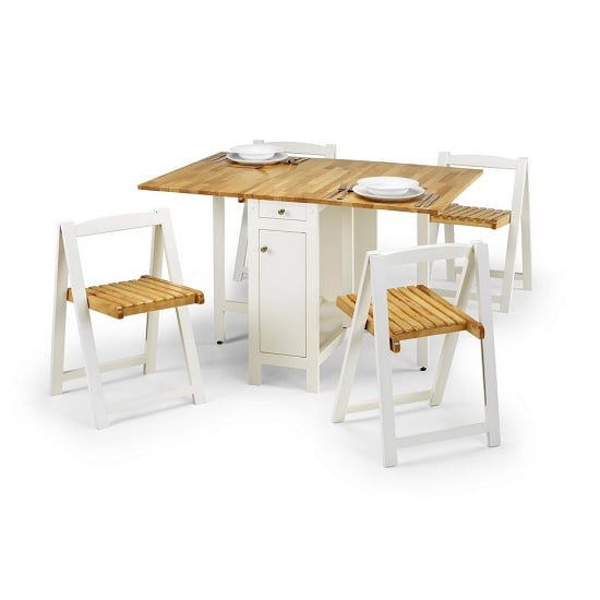 Saidi Natural And White Dining Table With 4 Folding Chairs_2