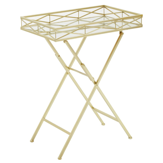 Photo of Julie rectangular glass tray side table with gold metal frame