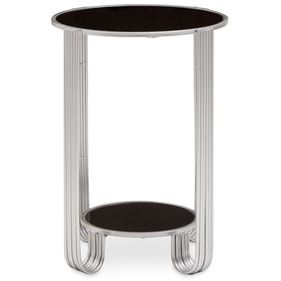 Julie Round Black Glass Top End Table With Silver Metal Base_2