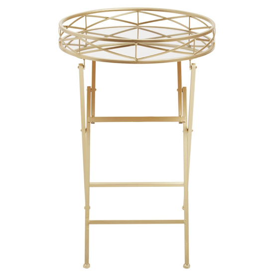 Julie Round Glass Tray Side Table With Gold Metal Frame