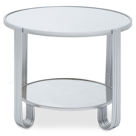 Julie Round White Glass Top Coffee Table With Silver Metal Base