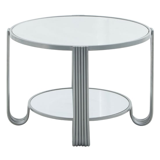 Julie Round White Glass Top Coffee Table With Silver Metal Base