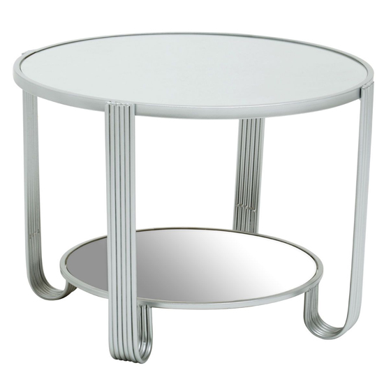 Julie Round White Glass Top Coffee Table With Silver Metal Base