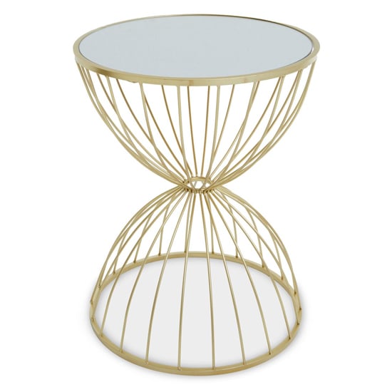 Photo of Julie round white glass top side table with gold metal frame