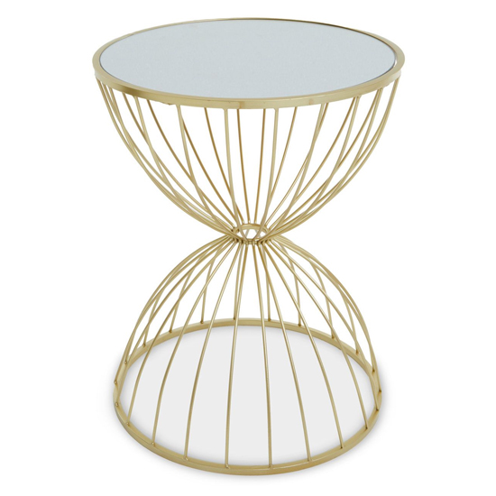 Julie Round White Glass Top Side Table With Gold Metal Frame