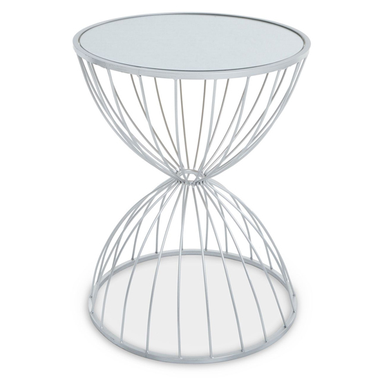 Julie Round White Glass Top Side Table With Silver Metal Frame