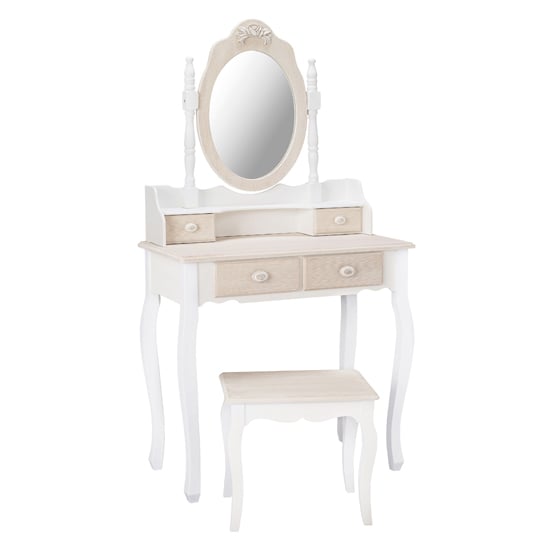 Juliet Wooden Dressing Set In White And Cream
